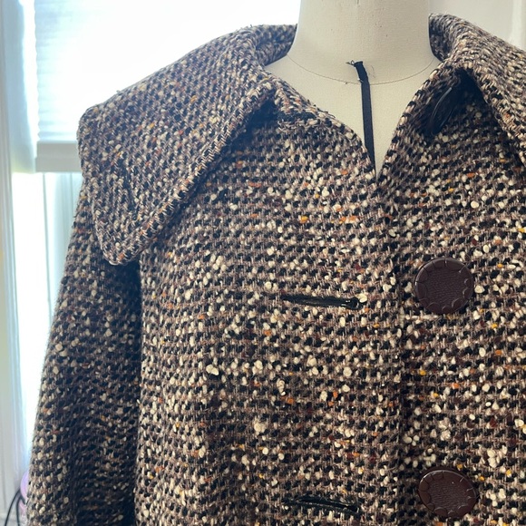 Vintage 50s/ 60s brown wool twill long coat size:S/M - Picture 4 of 15